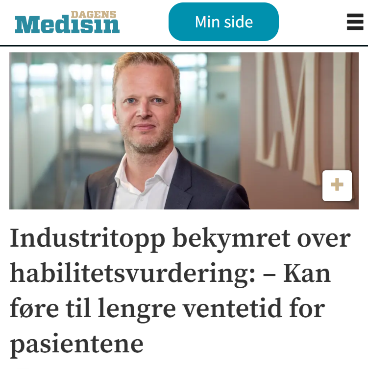 Dagens Medisin: Industritopp bekymret over habilitetsvurdering